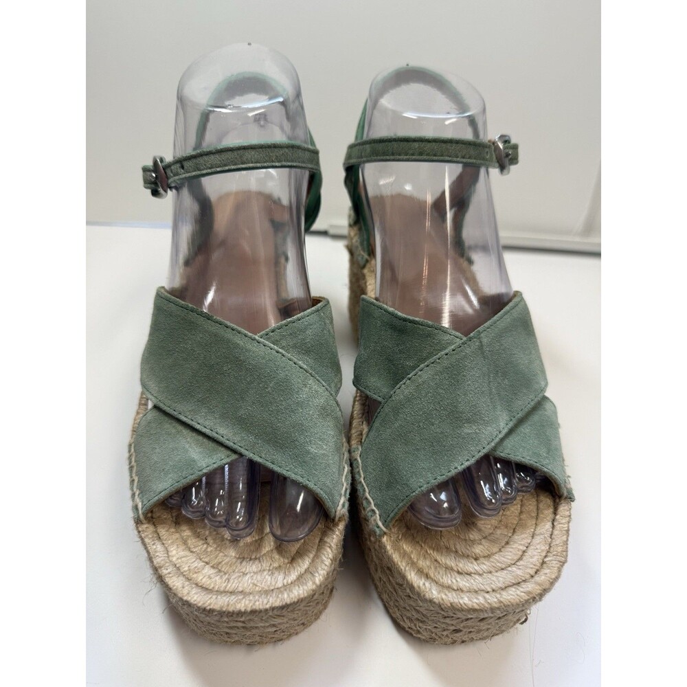 Rag & Bone Hers Green Suede Crisscross Wedge Espadrilles Sz 6 New - Picture 10 of 10